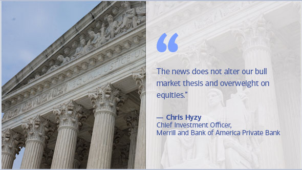 'The news does not alter our bull market thesis and overweight on equities.' Chris Hyzy, Chief Investment Officer, Merrill and Bank of America Private Bank