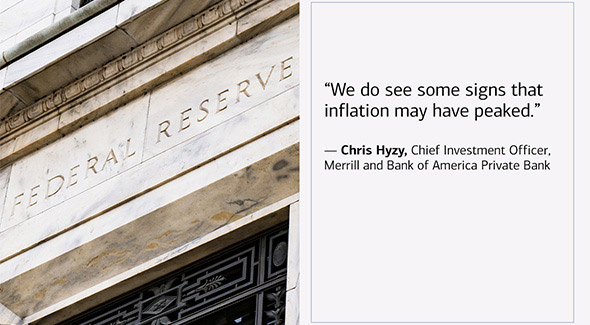 'We do see some signs that inflation may have peaked,' notes Chris Hyzy, Chief Investment Officer for Merrill and Bank of America Private Bank.